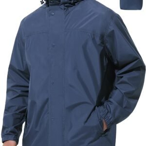 Mens Lightweight Rain Jacket Waterproof Windbreaker Packable Rain Coat with Hood for Golf Running Hiking Travel