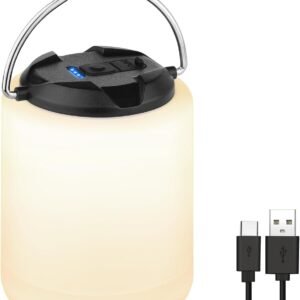 LED Camping Lantern, Rechargeable Camping Light, 4 Modes Outdoor Flashlights Lanterns with 1000LM, Water Resistant Portable Emergency Camp Light for Hurricane Hiking Survival Kits - Black