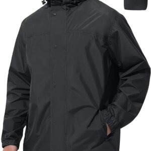 Mens Lightweight Rain Jacket Waterproof Windbreaker Packable Rain Coat with Hood for Golf Running Hiking Travel