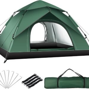 1-2 Person Instant Pop Up Tent, Quick Setup Lightweight Camping Tent for Solo or Duo, Waterproof Windproof Dome Tent for Hiking, Backpacking, Beach, Festival with Carry Bag